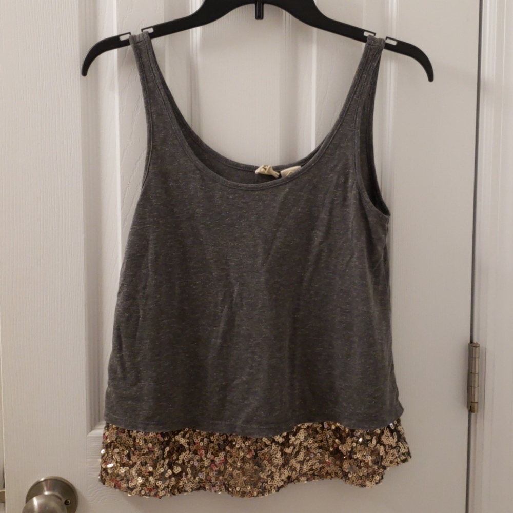 Gold Sparkle Tank Top Peplum Layered Style